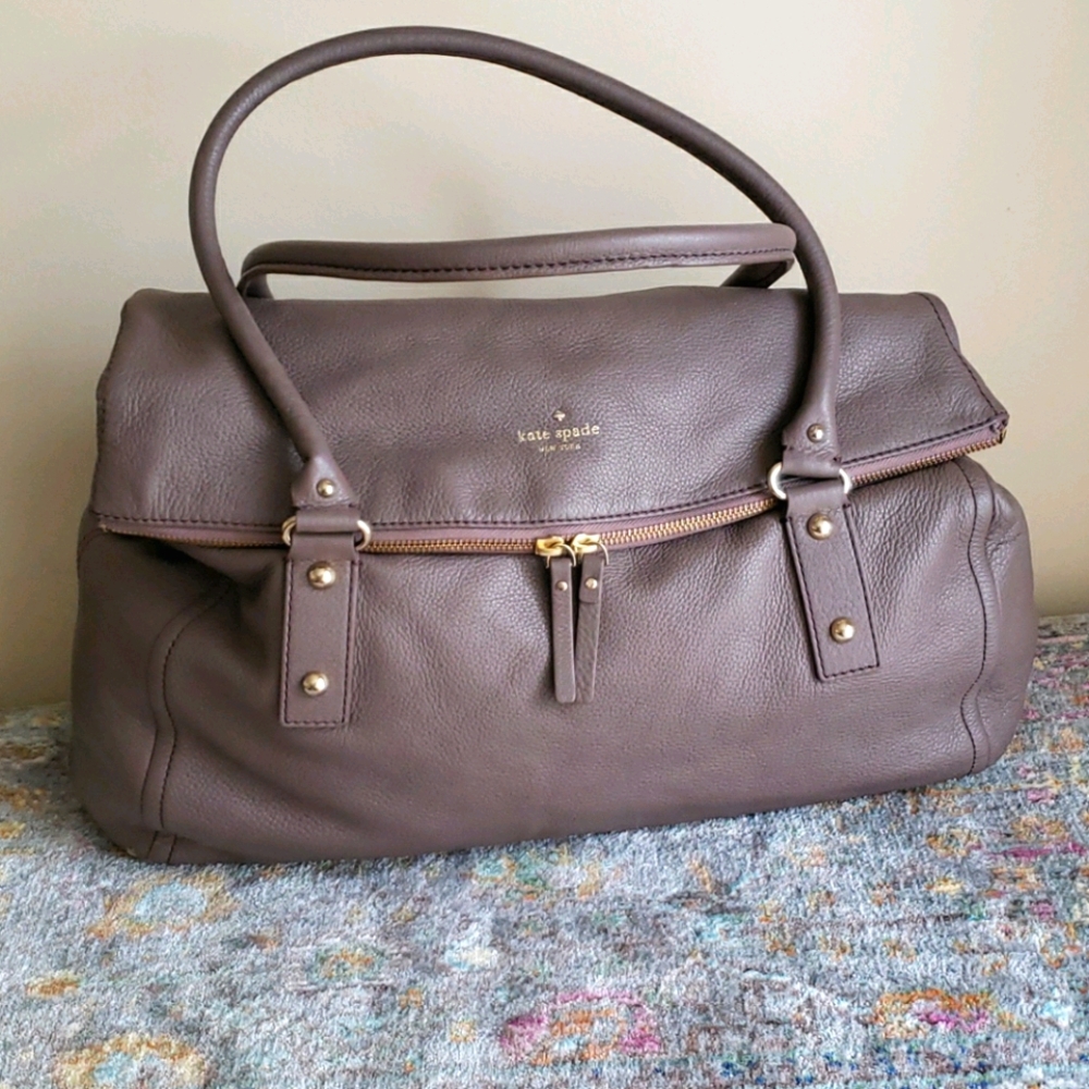 Kate Spade XL soft leather flap tote purse bag